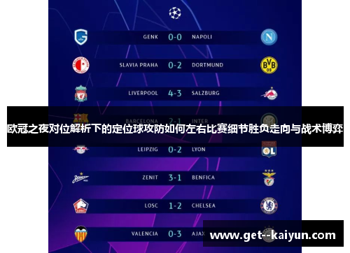 欧冠之夜对位解析下的定位球攻防如何左右比赛细节胜负走向与战术博弈